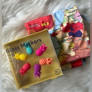 Pier 1 Pineapple Wine Markers And Wine Glass Cloth